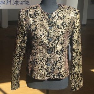 Purple black Velvet gold embossed jacket